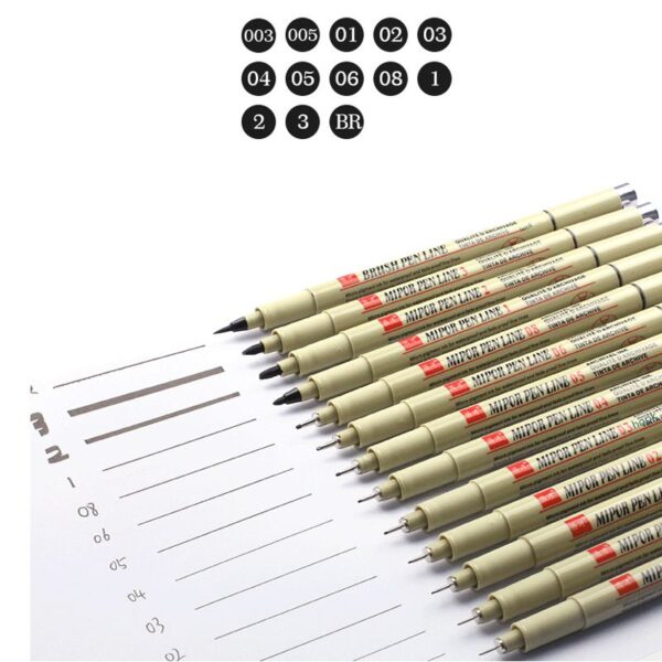 1/ 3 pcs Pigment Liner Micron Pen Neelde Drawing Manga Pen Brush Art Markers Waterproof Fineliner Sketching Pen Stationery - Image 3