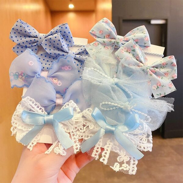 10Pcs/Set Big Bow Flower Elastic Hairbands Children Girls Sweet Hair Ties Fashion Headbands Hair Accessories Rubber Band For Kid - Image 4