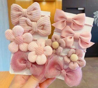 10Pcs/Set Big Bow Flower Elastic Hairbands Children Girls Sweet Hair Ties Fashion Headbands Hair Accessories Rubber Band For Kid