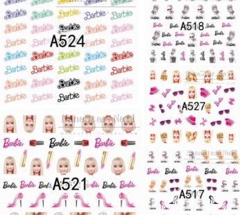 1Pc Anime Kawaii Diy Barbie Nail Stickers Cartoon Girl Letter Love Bowknot Doll Nail Patch Art Sticker Decal Decoration Gift Toy