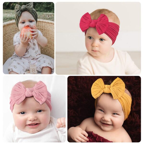 1Pcs Newborn Baby Headband For Girls Elastic Knit Children Turban Baby Bows Soft Nylon Kids Headwear Hair Accessories 32 Colors - Image 2