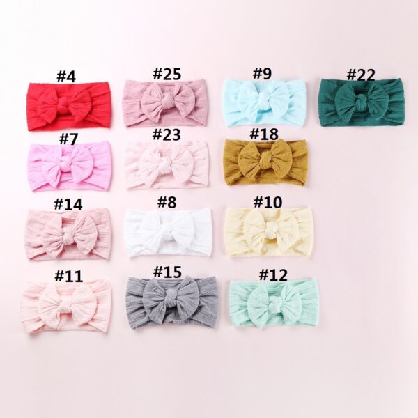 1Pcs Newborn Baby Headband For Girls Elastic Knit Children Turban Baby Bows Soft Nylon Kids Headwear Hair Accessories 32 Colors - Image 6