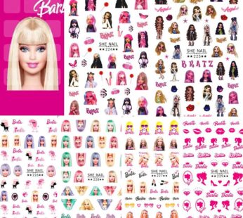 2023 Cartoon Barbie Princess Manicure Stickers Fashion Women Figure Nail Stickers Bratz Beauty Girls Diy Patch Toy Decor Gifts