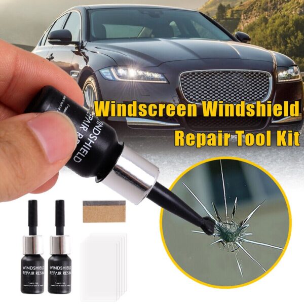 2pcs Automotive Glass Nano Repair Fluid Car Windshield Resin Crack Tool-Kit Scratch Repair Agent Set