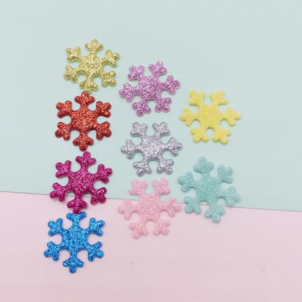 50Pcs/lot DIY Christmas Decoration Baby Hair Accessories Gold Powder Snowflake Children's Hair Clip Decorative Baby Items