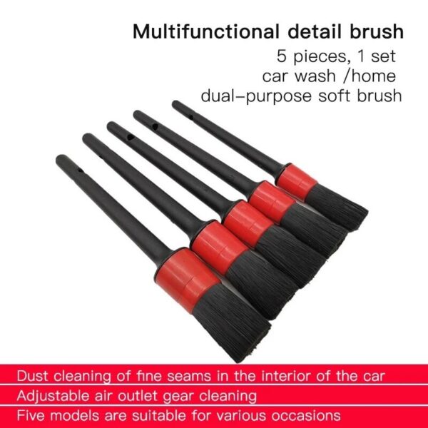 5pcs Car Wash Brush Soft Brush Detail Brush Automotive Interior Cleaning Tools Air Conditioner Air Outlet Cleaning Brush - Image 2