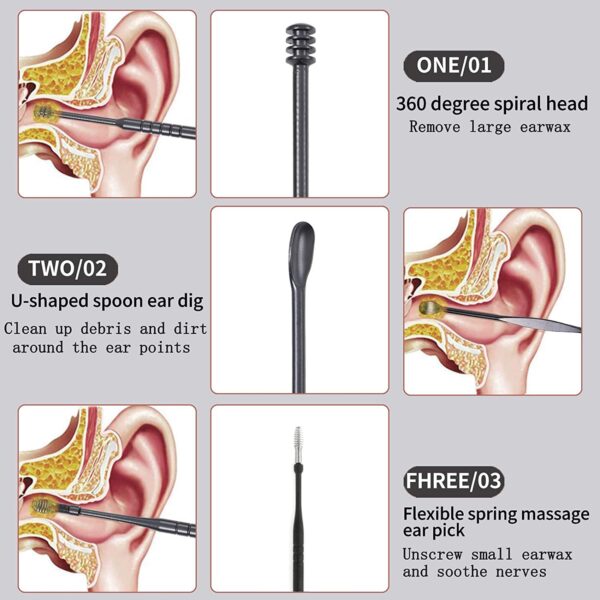 6/7PCS Ear Cleaner ABS Ear Care Spoon Tool Soft Spiral For Ears Earwax Picker Cleaning Ear Wax Removal Tool Earpick Remover - Image 6