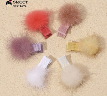 6Pcs/Lot Pompom Trimming Striped Hair Clips for Baby Girl Hairpins Alligator Clip Children’s Accessories Infant Baby Items