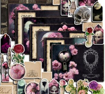 8sheets 30pcs Large Gothic Romantic Materials Sticker Diy Computer Stickers for Water Bottle Arts Crafts