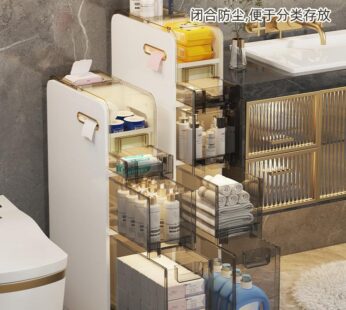 Crack Storage Rack Home Kitchen Floor-to-ceiling Multi-layer Ultra-narrow Bathroom Bathroom Cabinet Washstand Storage Trolley