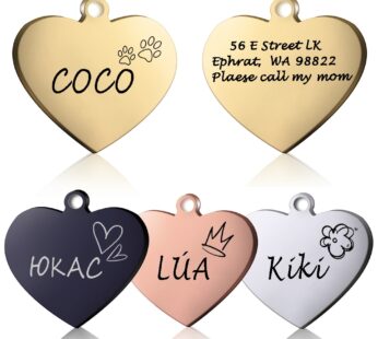 Dog ID Heart Tag Custom Personalized Cat Collar Pendant Engraved Pet Necklace Chain Charm Supplies For Name Products