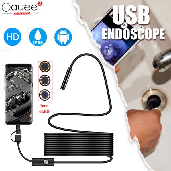 Endoscope USB Android Endoscope Camera Waterproof Inspection Borescope Flexible Camera 5.5mm 7mm for Android PC Notebook 6LED