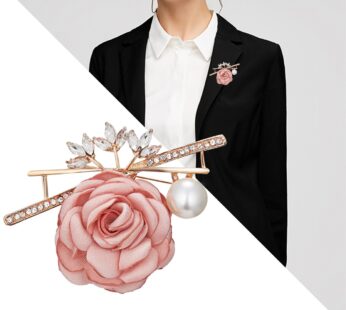 Handmade Cloth Art Fabric Flower Brooch For Women Ladies Korean Rose Floral Suit Shirt Corsage Collar Lapel Pins Wedding Jewelry