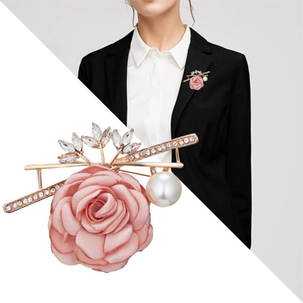 Handmade Cloth Art Fabric Flower Brooch For Women Ladies Korean Rose Floral Suit Shirt Corsage Collar Lapel Pins Wedding Jewelry