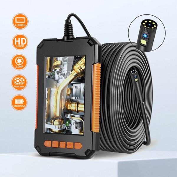 Industrial Endoscope Camera 1080P 4.3 Inch IPS Single Dual Lens Pipe Car Inspection Borescope IP68 Waterproof With LED