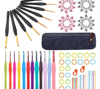 KRABALL Crochet Hooks Set Soft Handle Crochet Weave Knitting Needles Kit Needle Set Weave Craft Tools With Bag