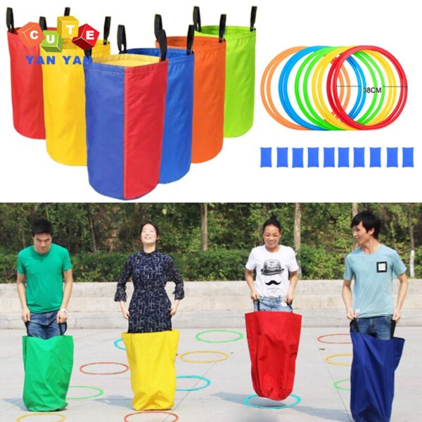 Kids Funny Sports Toy Jumping Bag Jump Ring 10 Circle 10 Connectors Adult Children Group Building Boys Girls Party Outdoor Games