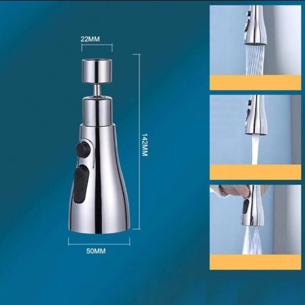 Kitchen faucet extender three-position adjustment strong scraping wash 360 ° rotating frother home kitchen shower - Image 3