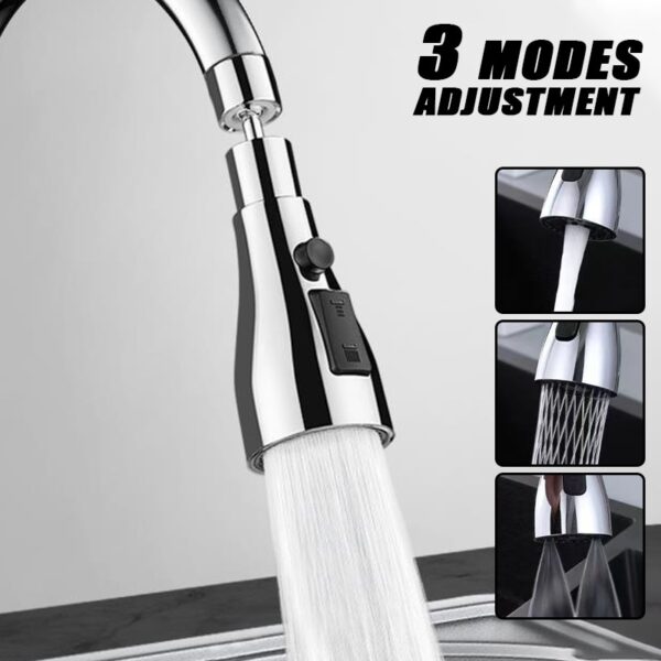 Kitchen faucet extender three-position adjustment strong scraping wash 360 ° rotating frother home kitchen shower