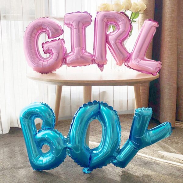 Link Baby Boy Girl Letter Foil Balloons Baby Shower Birthday Wedding Party Large Size Connect Baby Alphabet Air Globos Decor