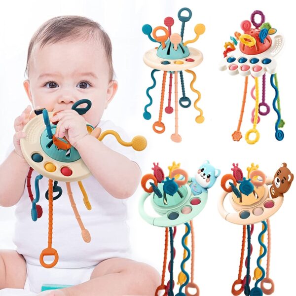 Montessori Pull String Sensory Toys Baby 6 12 Months Silicone Activity Toys Development Educational Toys For Baby 1 to 3 Years