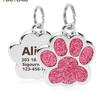 Personalized Dog Cat Tags Engraved Cat Dog Puppy Pet ID Name Collar Tag Pendant Pet Accessories Paw Glitter Pendant