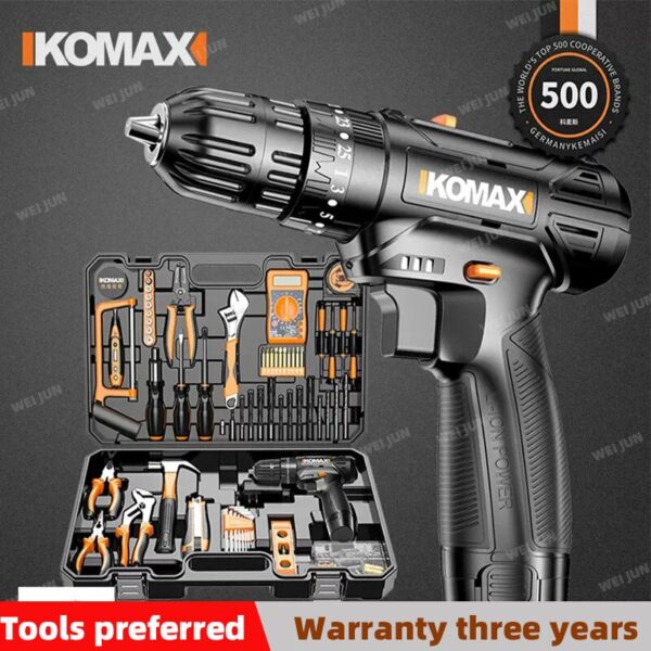 Professional Home Improvement Toolbox Full Set Powerful Impact Drill Combination Mechanical wood Car Repairs Complete Toolkit - Image 2