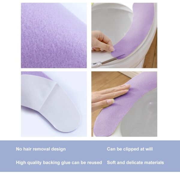 Purpe Reuseable Soft Toilet Seat Cover New Useful Toilet Mat Seat Cover Pad Washroom Warm Washable Health Sticky Household - Image 2