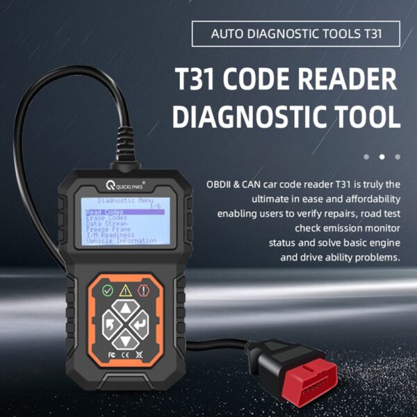 QUICKLYNKS T31 Car Full OBD2/EOBD Scanner Check Auto Engine System Diagnostic Tools Automotive Professional Code Reader Scanner - Image 3