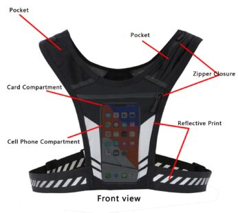 Reflective Running Backpack Lightweight Sport Running Vest Mobile Phone Cards Bag for Trail Running-Ultra-Light 1L Water Bag