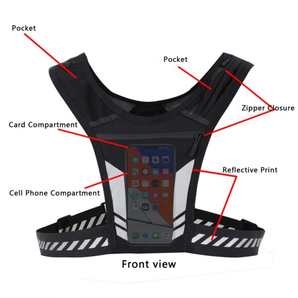 Reflective Running Backpack Lightweight Sport Running Vest Mobile Phone Cards Bag for Trail Running-Ultra-Light 1L Water Bag