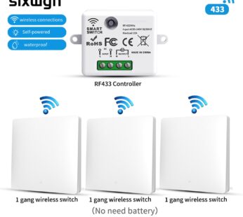 SIXWGH Smart Home Wireless 433mhz Light Switch House Improvement Self-Power Remote Controller Push Button Wall Switch Set