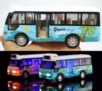 School Bus Sound Light Tour Bus Model Boy Toy Diecasts Toy Vehicles Kids Gift