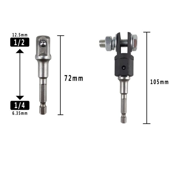 Scissor Jack Drill Adapter 1/2 Inch Automotive Scissor Jack Adapter Drive Impact Wrench Jack Shear Adapter Steel Ball Joint Rod - Image 6