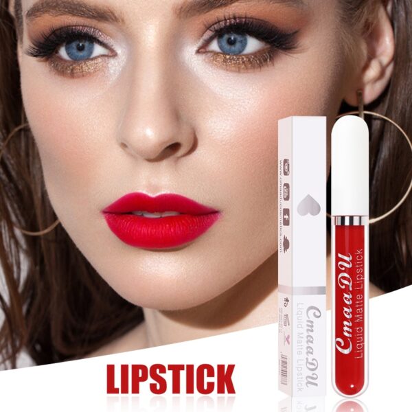 Sexy Long Lasting Velvet Matte Lip Gloss Liquid Lipstick Lip Makeup Women Beauty Red Nonstick Cup Waterproof Lip Gloss 18 Color - Image 2