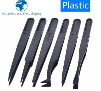 TZT 6pcs Anti-static Electronic Tweezers Kit ESD Plastic Forceps PCB Repair Hand Tools Set