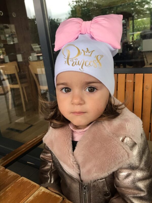 newborn bow-knot fashion golden princess prince letter crown toddlers infant baby winter hat for girls cap for baby kid beanie - Image 3